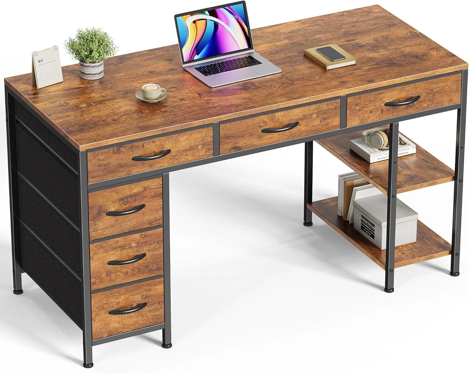 Computer Desk - 47" Office Gaming Desk w/6 Drawers